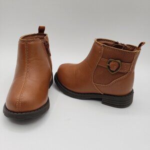 Toddler Girls CARTER'S Heart Boots! Size 5  Booties Side Zip Brown Adorable